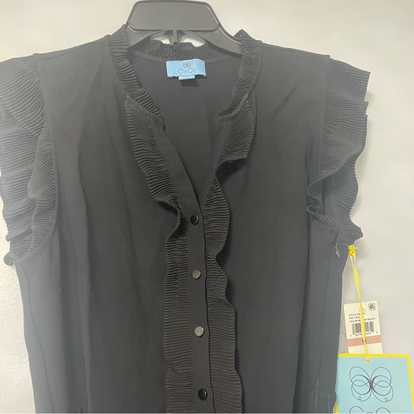 CeCe By Cynthia Steffe Plissa Trim Jumpsuit In Rich Black - Size 12 NWT- Reemoly - Picture 10 of 15